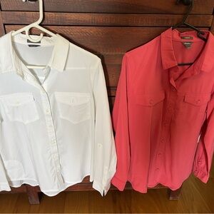 Three Eddie Bauer Classic Fit Sun Shirts size Medium